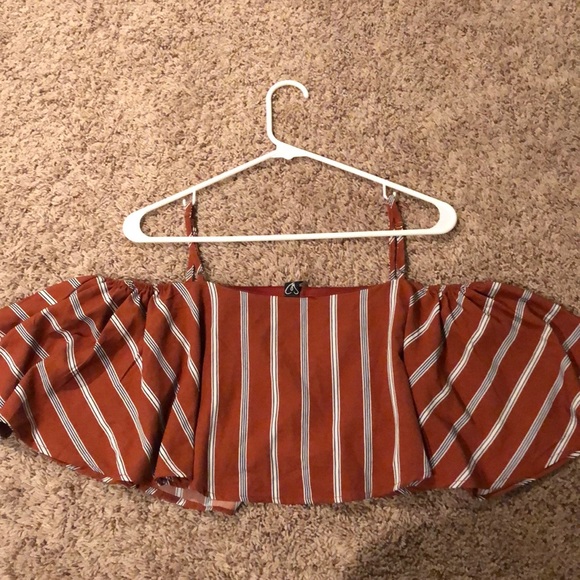 Windsor cropped orange tank top with white stripes - Picture 2 of 3